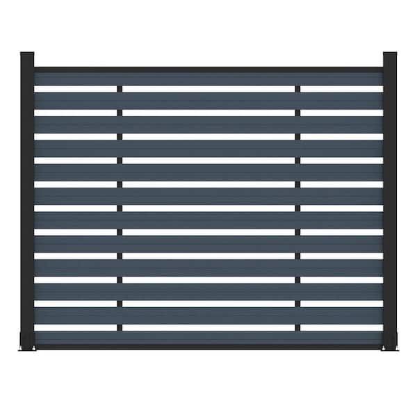 Low Maintenance 4.9 ft. H x 6 ft. W Waterproof Gray Composite Fence Panel Kit with Two Posts