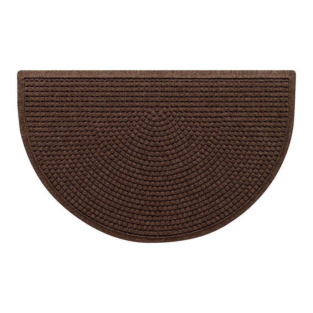 Waterhog Squares 24 in. x 39 in. Indoor Outdoor PET Polyester Half Round Doormat Dark Brown price history on PriceWatchPro