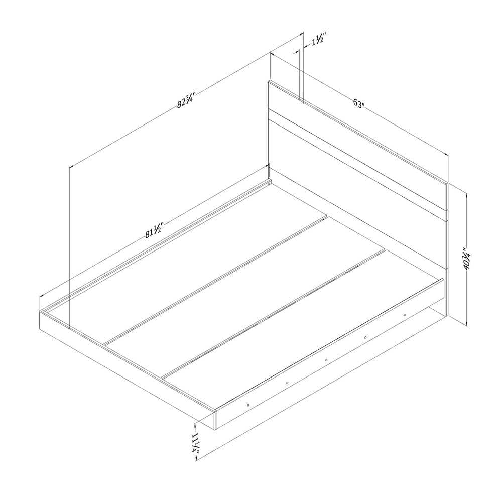 Queen Natural Walnut and Matte Black Floating Platform Bed