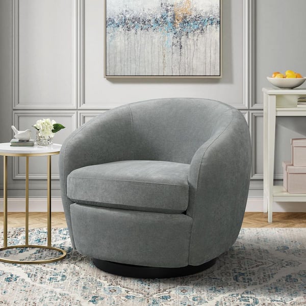 Picket House Furnishings Hattie Grey Polyester Arm Chair (Set of 1) with Swivel Base