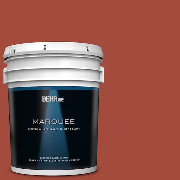 BEHR MARQUEE 5 gal. #200D-7 Rodeo Red Satin Enamel Exterior Paint & Primer