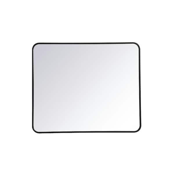 Unbranded Timeless Home 36 in. H x 30 in. W Black Modern Soft Corner Rectangular Wall Mirror