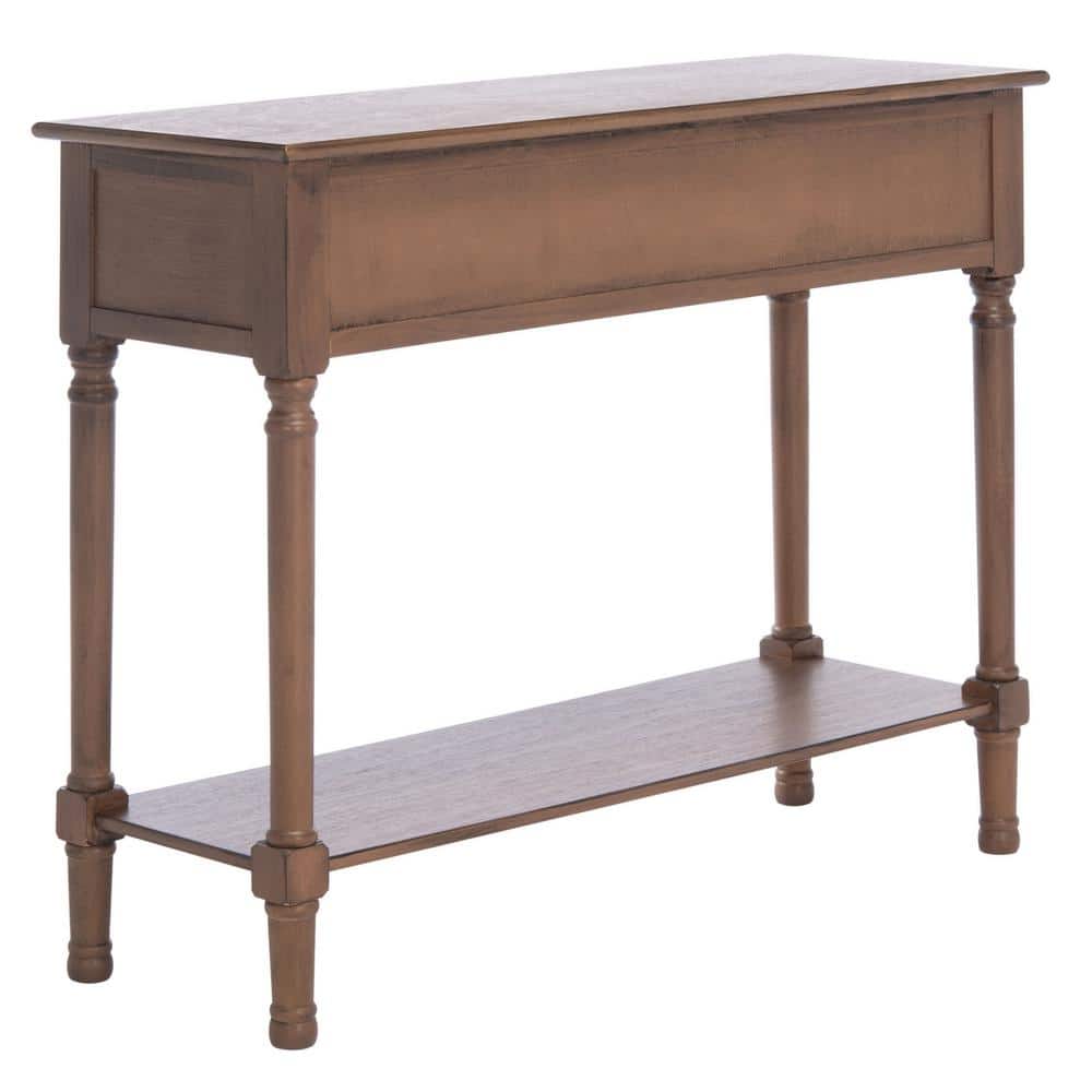 Halton Brown 40" Wood and Metal Console Table with Storage