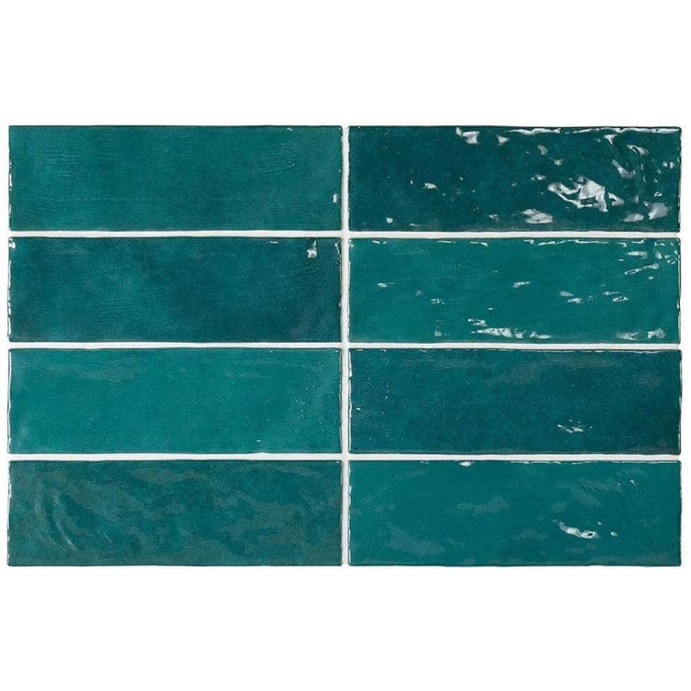 Apollo Green Polished Ceramic Subway Tile 2.58" x 8"