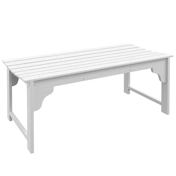 ITOPFOX Outdoor Wooden Garden Backless Front Bench, with Slatted, Curved Seat for Conservatory, Garden, Poolside, Deck, White