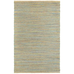 Natural Jute and Chenille Handwoven LR03302 Tan/Blue/Green 7 ft. 9 in. x 9 ft. 9 in. Area Rug