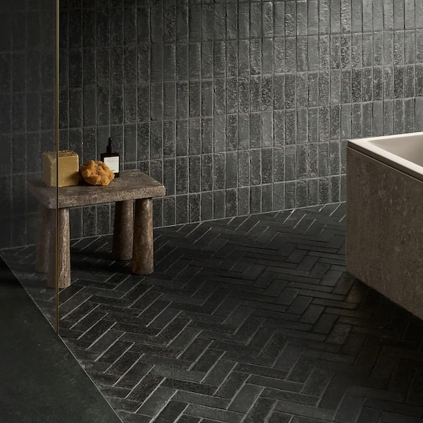 Creston Charcoal Gray 12.72 in. x 13.53 in. Herringbone Matte Porcelain Mosaic Floor and Wall Tile (1.19 sq. ft./each)
