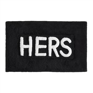 Novelty "Hers" Black 21 in. x 34 in. 100% Cotton Bath Rug