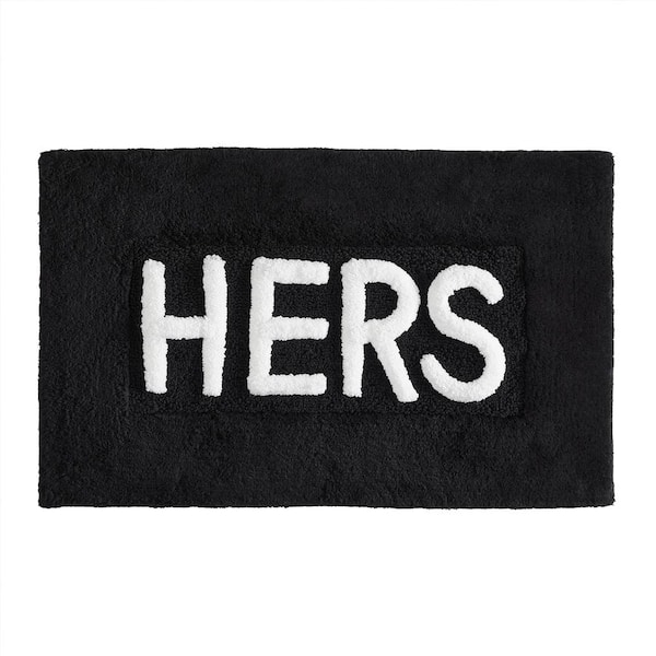 Jean Pierre Novelty "Hers" Black 21 in. x 34 in. 100% Cotton Bath Rug