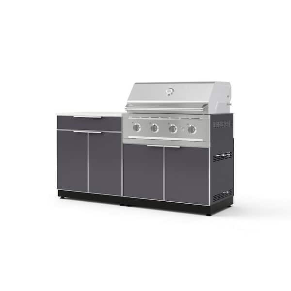 Outdoor Kitchen 4-Piece 4-Burners Natural Gas Grill Island in Gray w/36 in. Performance Grill and Dekton Countertop