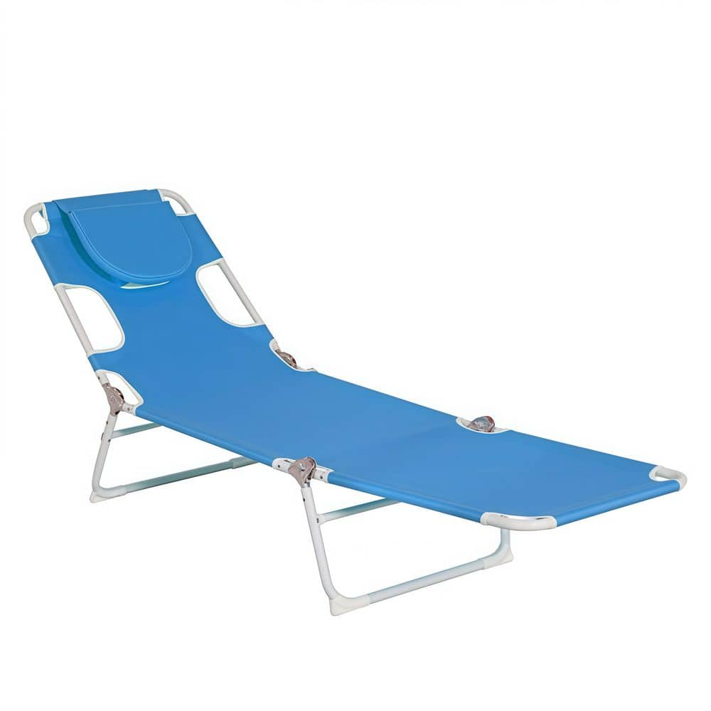 Lounge Portable Reclining Lounger, Outdoor Patio, Beach, Lawn, Camping, or Pool Tanning Chair, Blue price history on PriceWatchPro