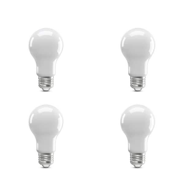 100-Watt Equivalent A-Style A19 Dimmable CEC Frosted Glass E26 Medium Base LED Light Bulb, Soft White 2700K (4-Pack)