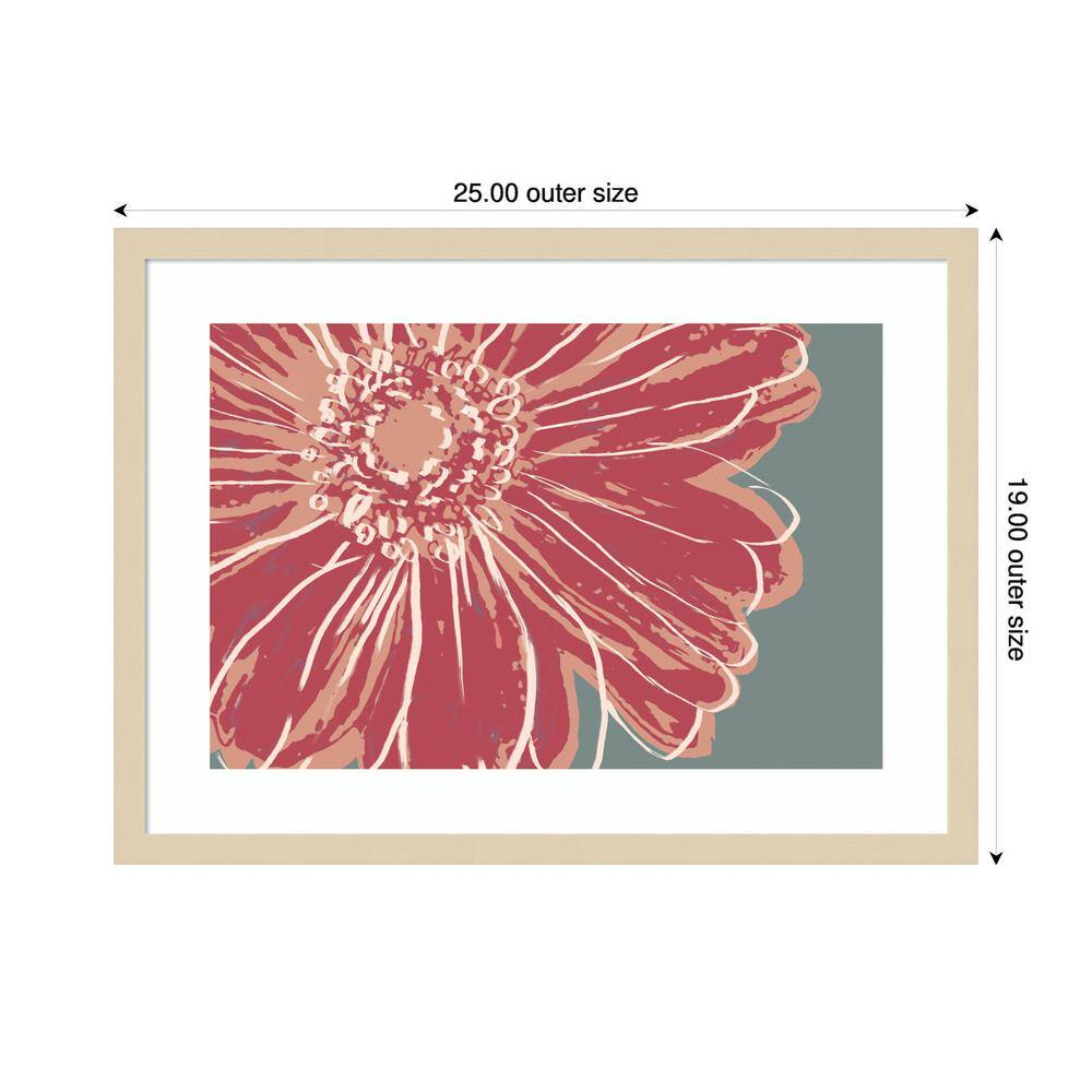 Flower Pop Sketch IV Red Graphic Art Print in Natural Wood Frame