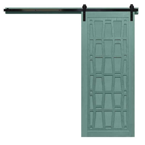 VeryCustom 42 in. x 84 in. Whatever Daddy-O Caribbean Wood Sliding Barn Door with Hardware Kit in Black