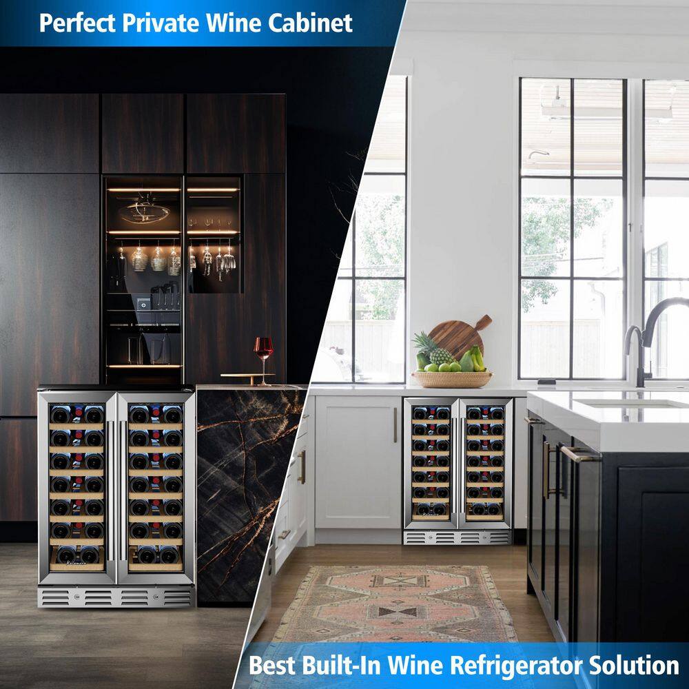 Kalamera 40-Bottle Stainless Steel Dual Zone Wine Refrigerator