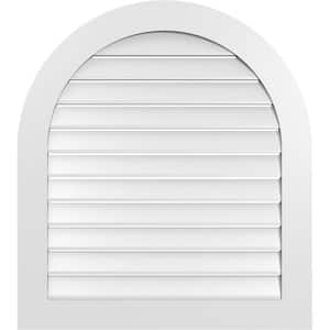 34 in. x 38 in. Round Top Surface Mount PVC Gable Vent: Functional with Standard Frame