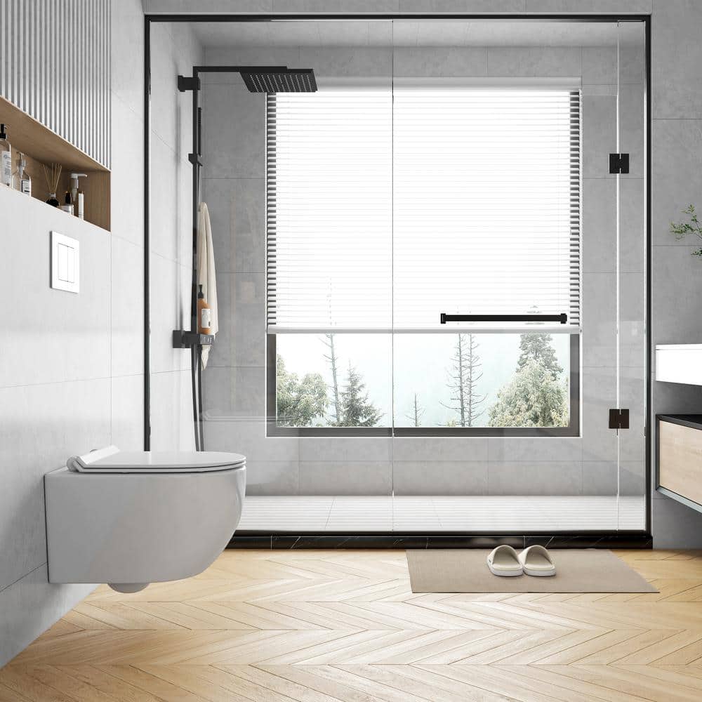 Hampton White Wall Mounted Dual Flush Toilet