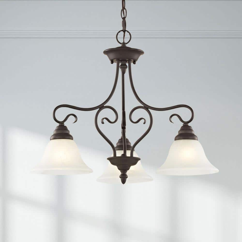 Timeless Bronze 3-Light Chandelier with White Alabaster Glass