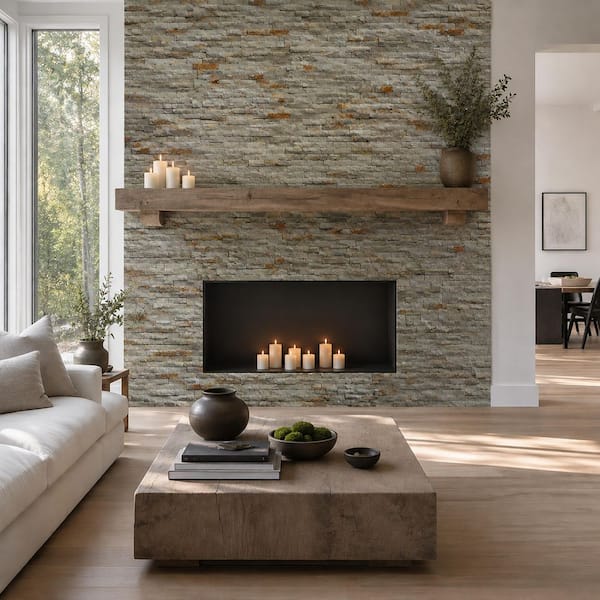 Sunset Silver Ledger Panel 6 in. x 24 in. Splitface Quartzite Wall Tile (6 sq. ft. / Case)