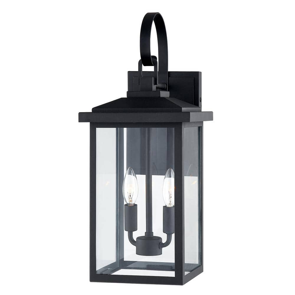 Kawoti 19.75" Black Glass 2-Light Outdoor Wall Lantern