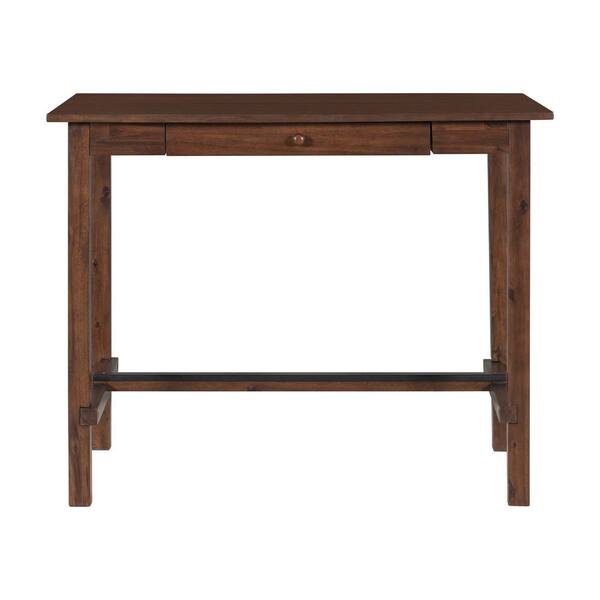 45 in. Rectangle Rustic Walnut Wood Top with Cream White Wood Frame Bu