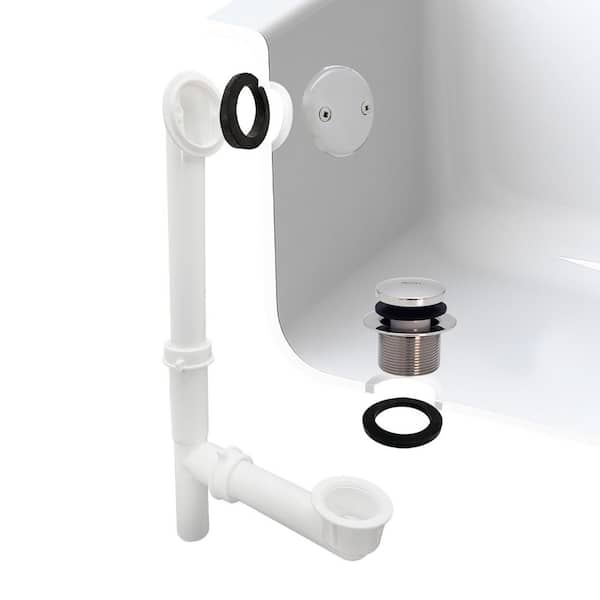 Westbrass Tip Toe Tubular Bath Waste & Overflow Assembly in White with Polished Chrome Trim