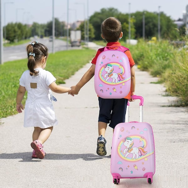 2-Piece Kids Carry On Luggage Set 13 in. Backpack and 19 in. Rolling Suitcase for Travel
