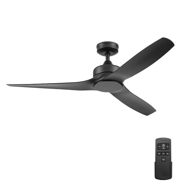 Honeywell Lynton 52 in. Indoor/Outdoor 3-Blade Matte Black Ceiling Fan with Remote Control