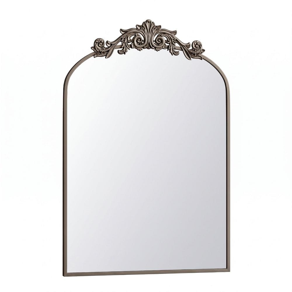 Vintage Bronze 26 in. W x 38 in. H Arched Aluminum Alloy Framed with Carved Decoration Wall Bathroom Vanity Mirror price history on PriceWatchPro