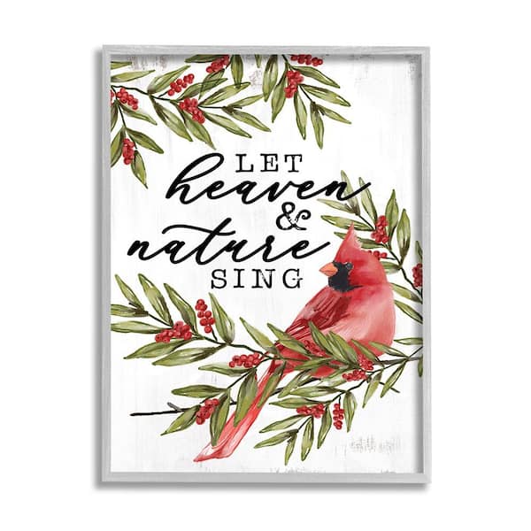 Stupell Industries Festive Phrase Cardinal by Dogwood Portfolio 1 Piece Framed Graphic Print Animal Poster Art Print 14 in. x 11 in.