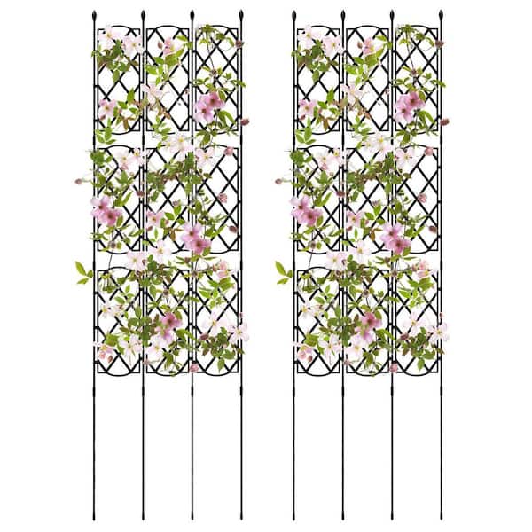 WELLFOR 3-Pack 64 in. H x 19 in. W Metal Trellis in Black