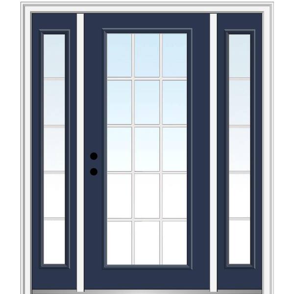 MMI Door 64.5 in. x 81.75 in. Internal Grilles Right-Hand Inswing Full Lite Clear Painted Steel Prehung Front Door with Sidelites