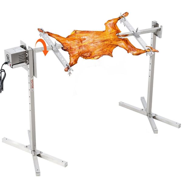 Electric BBQ Rotisserie Grill Kit 46 in. Heavy Duty Grilling Kit with Height Adjustable Universal Roaster Stand