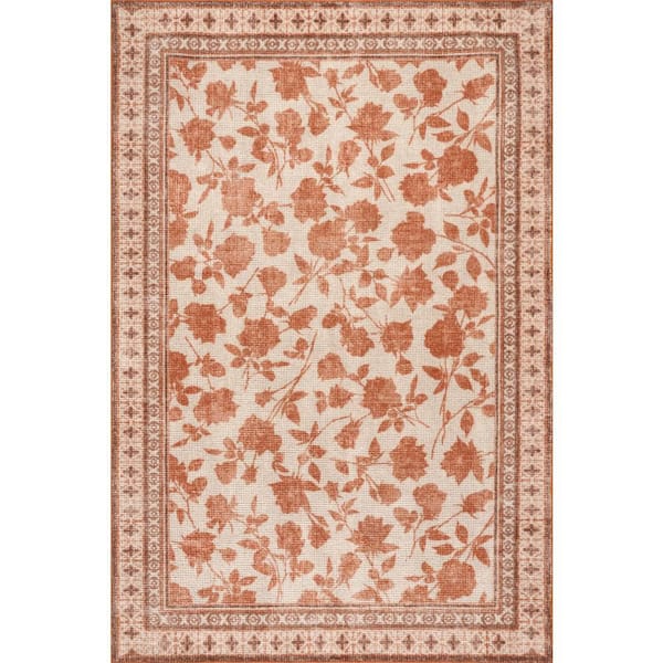 Padma Lakshmi X Rugs Botanica Hand-Tufted Botanical Wool-Blend Orange 9 ft. x 12 ft. Indoor Area Rug