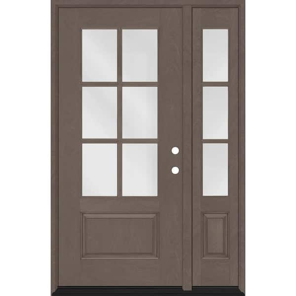 Steves & Sons Regency 53 in. x 80 in. 3/4-6 Lite Clear Glass LH Ashwood Stain Mahogany Fiberglass Prehung Front Door w/14in.SL