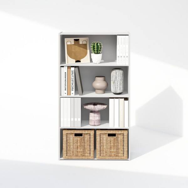 Furinno Simple 41.7 in. Tall White Wood 4-Shelf Bookcase NA11209WH