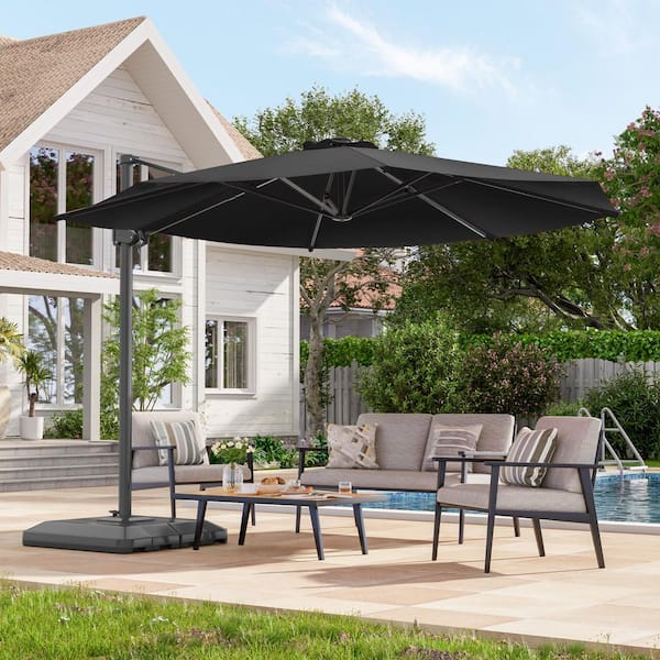 11 ft black and white patio umbrella Tilt Patio Umbrella