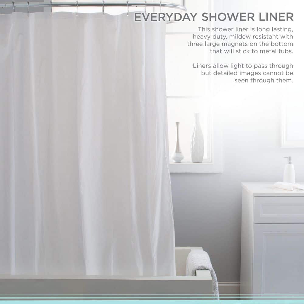 Heavy Duty White PVC Shower Curtain Liner with Magnets