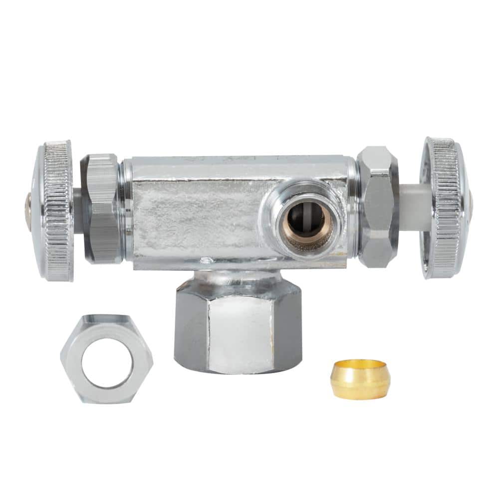 Chrome Dual Handle Multi-Turn Three Way Stop Valve