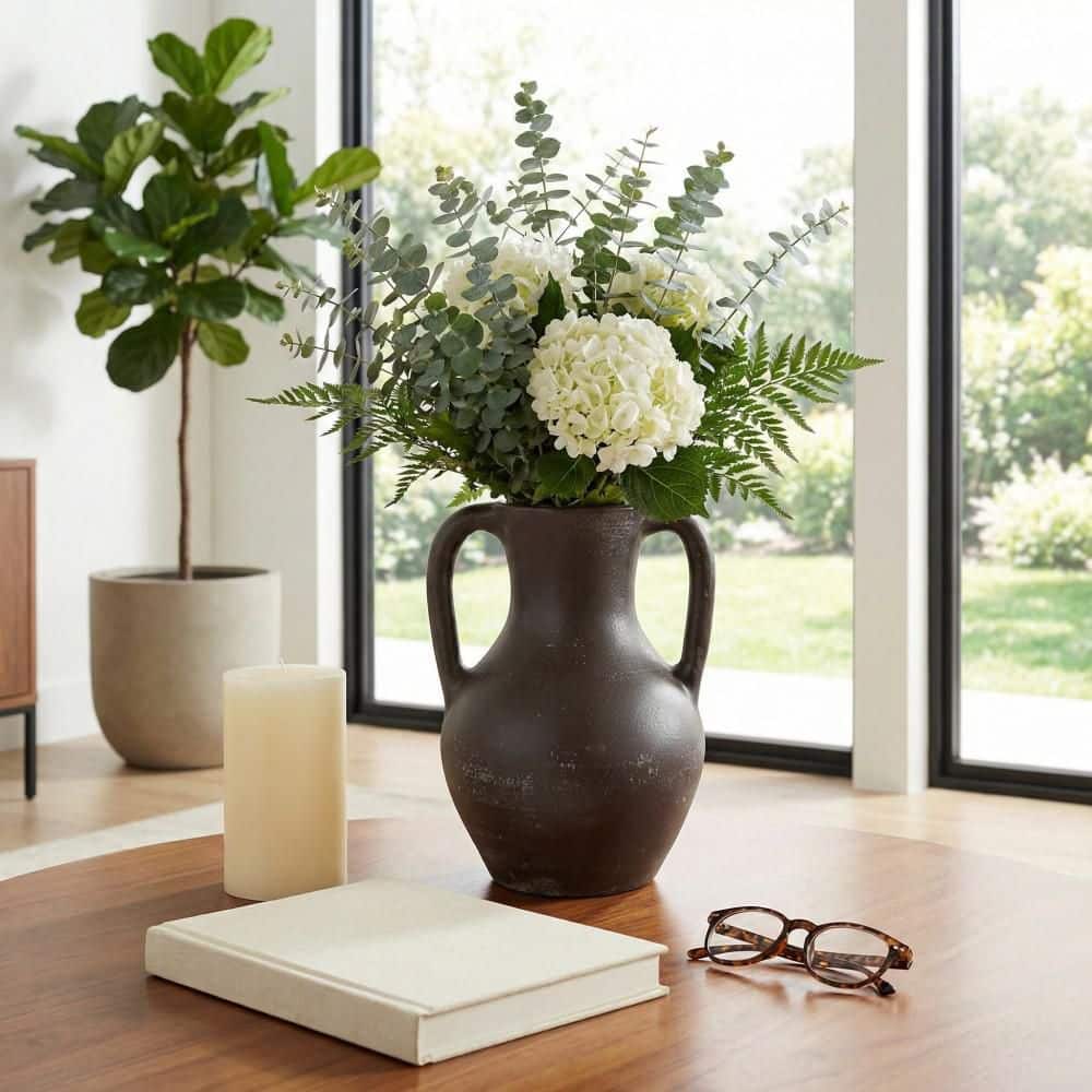 Liv & Skye 11.25 in. Brown Terracotta Amphora Jug with Handles