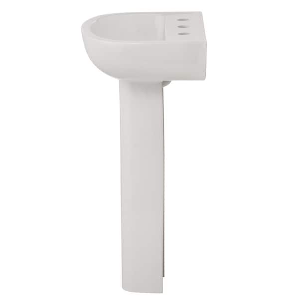 Compact 450 18 in. Pedestal Combo Bathroom Sink for 8 in. Widespread in White Compact 450 18 in. Pedestal Combo Bathroom Sink for 8 in. Widespread in White