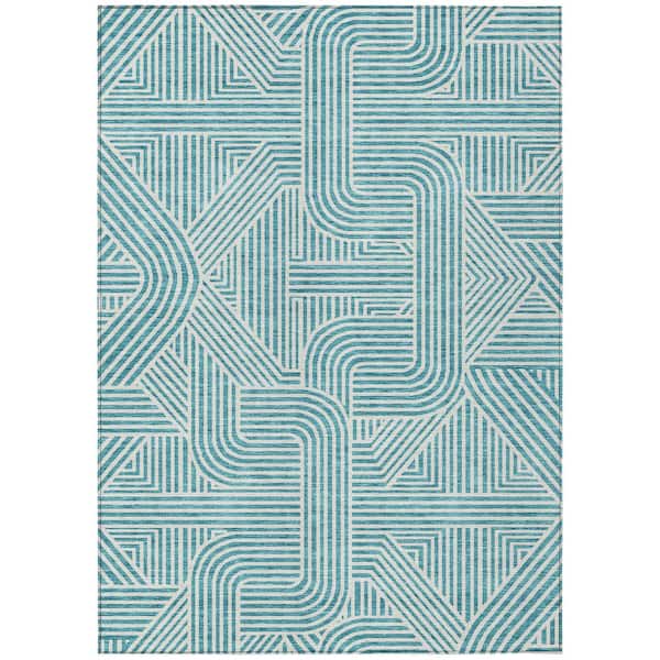 Addison Rugs Chantille Machine Washable Indoor/Outdoor Abstract ACN917 Teal 5 ft. x 7 ft. 6 in. Area Rug