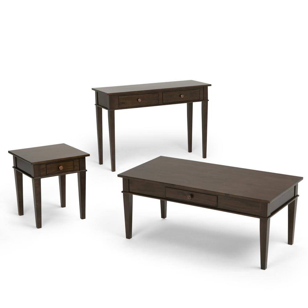 Tobacco Brown Solid Pine Square End Table with Drawer