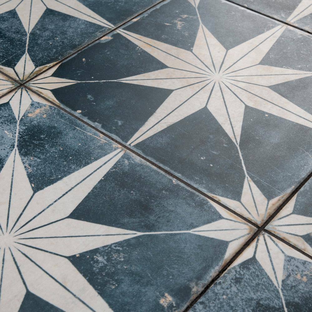 Kings Star Sky Blue and White Ceramic Floor and Wall Tile
