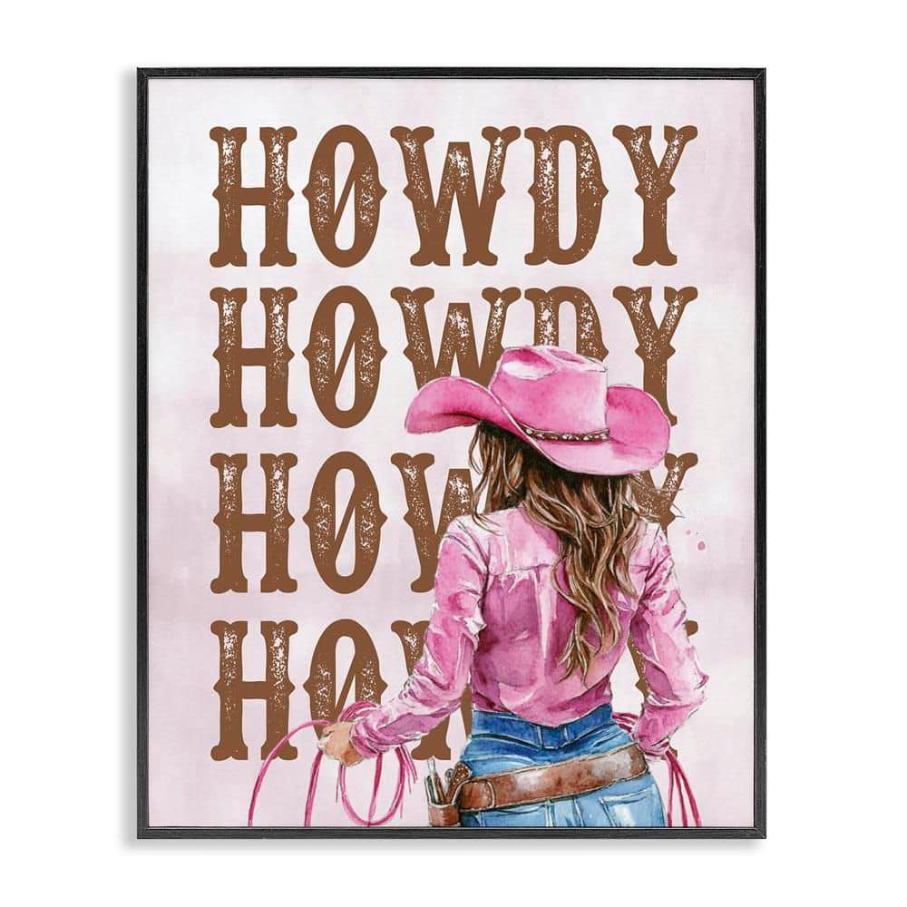 Pink and Brown Howdy Cowgirl by Lettered and Lined Black Framed People Giclee Art Print 30 in. x 24 in. price history on PriceWatchPro