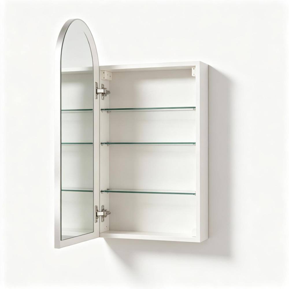 16 in. W x 32 in. H Silver Metal Wall Mount Medicine Cabinet with Mirror price history on PriceWatchPro