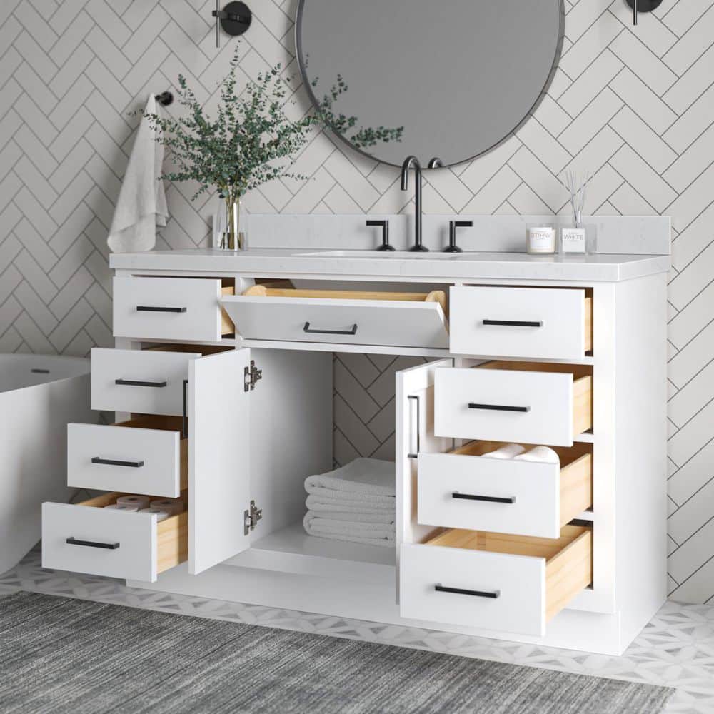 Hepburn 54" White Freestanding Single Basin Vanity Set