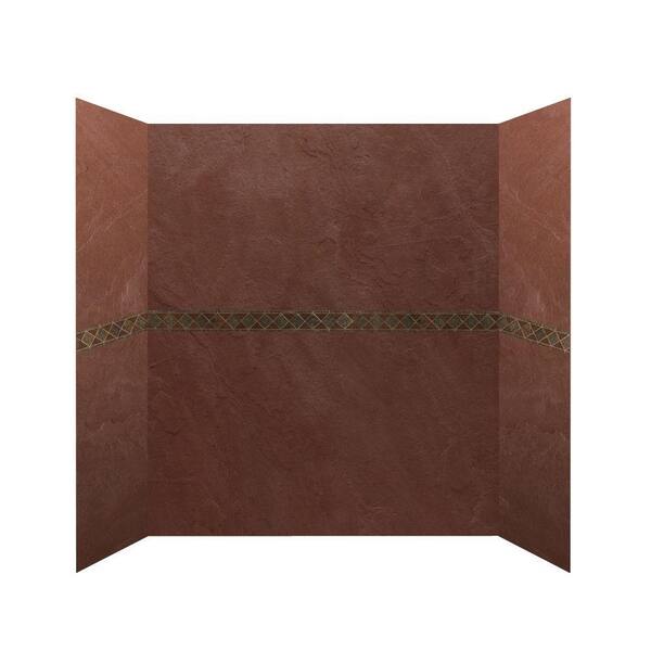 Unbranded 30 in. x 60 in. x 76 in. 4 Panel Shower Surround with Design Strips in Rustic Enhanced-DISCONTINUED