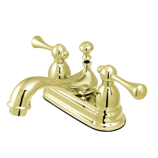 Kingston Brass Vintage 4 in. Centerset 2-Handle Bathroom Faucet with Brass Pop-Up in Polished Brass