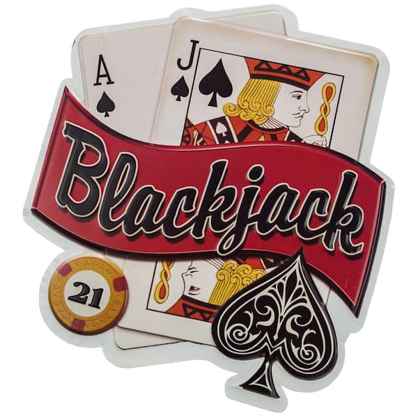American Art Decor 16.5 in. x 15 in. Embossed Multi-colored Metal Blackjack Vintage Casino Wall Art Sign